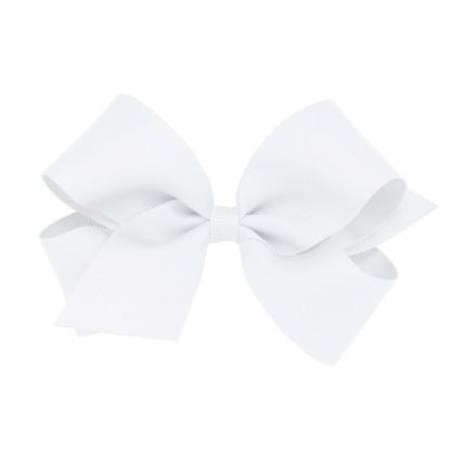 Picture of Wee Ones Girls' Classic Grosgrain Hair Bows with Plain Wrap Center, No-Slip Hair Clip, Handmade, White, Medium