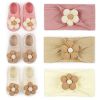Picture of COZYOFFI Baby Flower Headband and Socks: Cute Headband and Socks Sets for Toddler Newborn Infant Girl Pink Khaki Beige