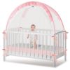Picture of Crib Tent - Crib Net to Keep Baby in - Stop Baby from Climbing Out of Crib, Pop Up Crib Tent with Durable Breathable Net Double Zipper Strong Rods Installation (Pink, Large)
