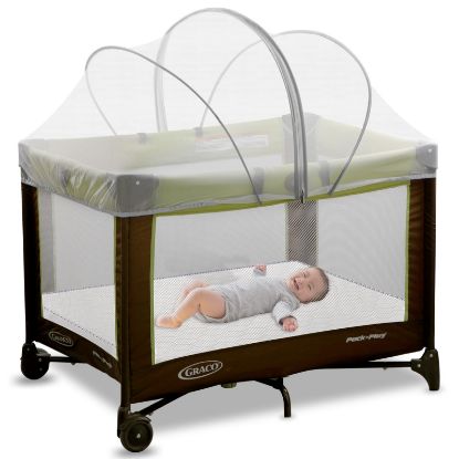 Picture of jiangcha Pack N Play Tent Cover - Bassinet Cover for Pack N Play/Travel Crib/Mini Crib/Playpen, Bassinet Mosquito Net Cover with Two-Way Zippers (White-Large)