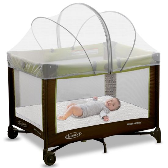 Picture of jiangcha Pack N Play Tent Cover - Bassinet Cover for Pack N Play/Travel Crib/Mini Crib/Playpen, Bassinet Mosquito Net Cover with Two-Way Zippers (White-Large)