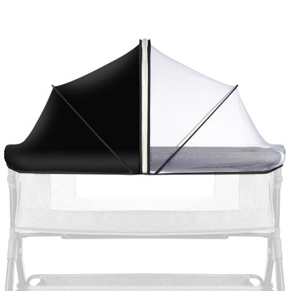 Picture of Bassinet Net Cover for Baby to Keep Insects/Bugs/Cats Out, Mosquito Net for Bassinet to Block Light with Two-Way Zippers, Breathable Mesh Holes, Ink-Shadow White