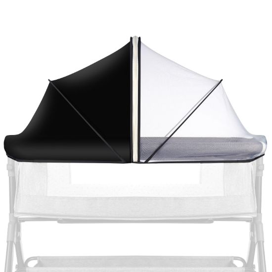 Picture of Bassinet Net Cover for Baby to Keep Insects/Bugs/Cats Out, Mosquito Net for Bassinet to Block Light with Two-Way Zippers, Breathable Mesh Holes, Ink-Shadow White