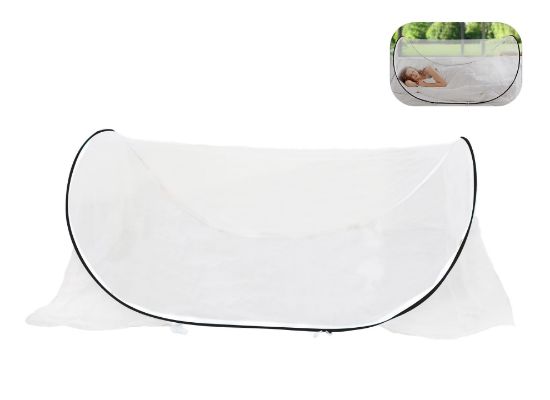 Picture of 78 * 32 * 22 Inch Large Up Mosquito Tent, Portable Foldable Mosquito Net, Camping Mosquito Net with Net Bottom, for Bed Camping Travel Patio (Black)