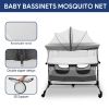 Picture of Bassinet Mosquito Net to Keep Cats & Bugs Out for Baby, Two-Way Zipper, Breathable Mesh Bassinet Cover, Portable with Storage Bag (White)