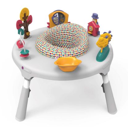 Picture of ORIBEL PortaPlay Convertible 3-in-1 Baby Activity Center & Play Table | Patented Bouncy Seat | Stable Foot Support | 5 Months+ | Development Focused Toys (Wonderland Adventure, Grey)