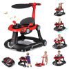 Picture of BABY JOY 7-in-1 Baby Walker, Foldable Baby Walker and Bouncer Combo with Handle, Adjustable Height & Speed, Music, Lights, Rocker/Push Mode, Baby Walker with Wheels for Boys Girls 7-18 Months (Red)