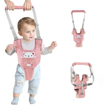 Picture of KIYUMI Baby Walking Harness Adjustable Handheld Kids Walker Helper Assistant Belt for Learning Walk Trainer Tool Walking Wing,Pink