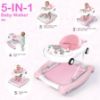 Picture of Baby Walker, 5-in-1 Baby Walker for Boys and Girls with Bouncer, Removable Footrest, Music, Foldable & Adjustable Speed Wheels Activity Walker for 6-18 Months Toddler Infant(Pink)