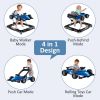 Picture of INFANS 4 in 1 Baby Walker, Foldable Toddler Activity Center with Adjustable Height, Padded Seat, Music, Light, Removable Tray, Push Walker for Girls Boys Aged 6-18 Months (Blue)