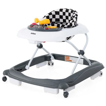 Picture of INFANS Foldable Baby Walker, 3 in 1 Toddler Walker Leaning-Seated Walk-Behind with Removable Music Tray, Adjustable Height, Washable Seat Cushion for Boys and Girls (Checkerboard)
