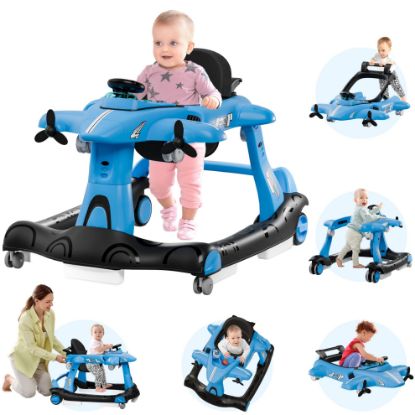 Picture of Xilingol 6-in-1 Baby Walker with Wheels, Adjustable Height & Speed Activity Walker with Padded Seat, Foldable Walker for Babies, Toddler Push Walkers for Boy & Girl 6-18 Months, Music & Light