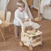 Picture of ROBOTIME Wooden Baby Walker, Baby Push Walker, Baby Activity Center Toys - Toddler Walking Activity Center Push Toys with Safety Brake, Baby Walker for Motor Skills (Rattan Doll Walker)