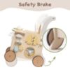 Picture of ROBOTIME Wooden Baby Walker, Baby Push Walker, Baby Activity Center Toys - Toddler Walking Activity Center Push Toys with Safety Brake, Baby Walker for Motor Skills (Rattan Doll Walker)