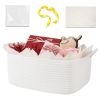 Picture of OIASKET Basket for Gifts Empty, Woven Storage Basket with Gift Bag, Ribbon and Wrap Tissue Paper, Small Rope Toy Storage with Handles for Baby Shower, Dog Toy Organizer, 13.6" x 10" x 5.9