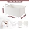 Picture of OIASKET Basket for Gifts Empty, Woven Storage Basket with Gift Bag, Ribbon and Wrap Tissue Paper, Small Rope Toy Storage with Handles for Baby Shower, Dog Toy Organizer, 13.6" x 10" x 5.9
