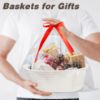 Picture of Yeeeasy Small Woven Basket with Gift Bags and Ribbons Cute Baskets for Gifts Empty 12"x8"x5" Small Rope Toy Basket for Babies White Baskets for Storage