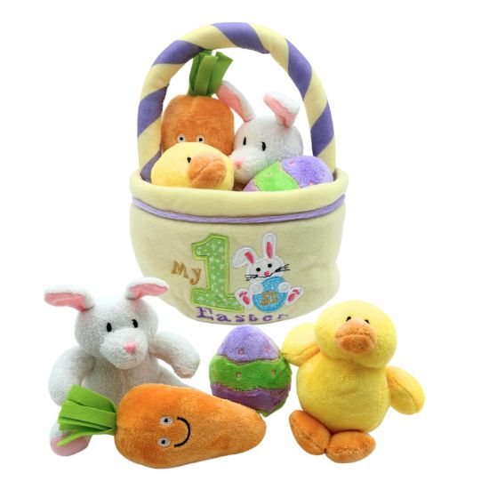 Picture of Genius Baby Toys Baby's My First Easter Basket: Deluxe 5-Piece Set with Easter Bunny, Baby Chick, Carrot & Easter Egg - Perfect Easter Baby Toy for Sensory Play & Keepsake Gift