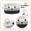 Picture of Zopeal Cat Basket Storage Woven Organizer with Ears Easter Decorative Gift Pet Toy Cute Cotton Rope Basket for Gift Cat Dog Toy Bin Nursery Room(8.3 x 4.7 Inch,White, Light Gray and Gray)
