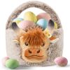 Picture of Easter Basket, Soft Highland Cow Plush Baskets, Easter Egg Hunt Buckets, Easter Decorations Indoor Outdoor, Cute Easter Gifts for Kids, Adults, Teens, Toddlers, Girls