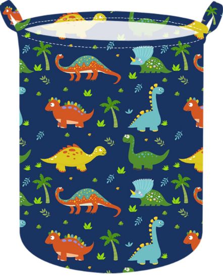Picture of ACMUUNI 19.7 Inch Round Dinosaur Laundry Clothes Hamper Laundry Basket with Handles,Storage Organizer Bins Laundry Gift Basket for Room, Bedroom Decor