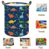 Picture of ACMUUNI 19.7 Inch Round Dinosaur Laundry Clothes Hamper Laundry Basket with Handles,Storage Organizer Bins Laundry Gift Basket for Room, Bedroom Decor