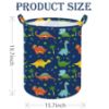 Picture of ACMUUNI 19.7 Inch Round Dinosaur Laundry Clothes Hamper Laundry Basket with Handles,Storage Organizer Bins Laundry Gift Basket for Room, Bedroom Decor
