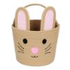 Picture of WILLITAT Easter Basket for Kids, Woven Cotton Rope Storage Egg Bucket with Rabbit Ears Handle, Reusable Egg Hunt Gift Basket Empty for Baby Girls Boys, Nursery Decor, Cute Kids Toy Storage, Brown