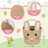 Picture of WILLITAT Easter Basket for Kids, Woven Cotton Rope Storage Egg Bucket with Rabbit Ears Handle, Reusable Egg Hunt Gift Basket Empty for Baby Girls Boys, Nursery Decor, Cute Kids Toy Storage, Brown