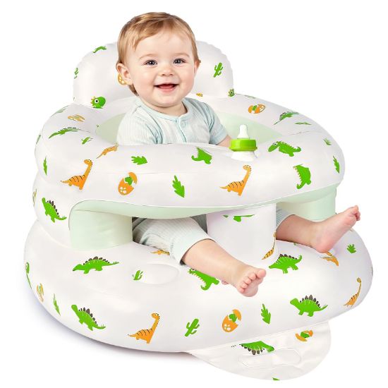 Picture of Inflatable Baby Seat for 3-36 Months, Baby Seats for Infants for Sitting Up with Back Support Built in Air Pump, Surround Sit Me Up Floor Seat for Baby Chair for Learning Sit, Feeding (Dinosaur)