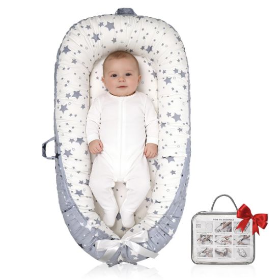 Picture of Baby Support Cushion | Organic Cotton Infant Support Cushion| Reversible, Adjustable & Portable Floor Cushion | Soft, Breathable, Washable Cover