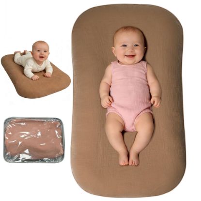 Picture of Sofoliana Baby Lounger, Newborn Lounger with Breathable & Soft Cover for Home and Travel, 0-24 Months Newborn Babies Essentials Gifts. Brown (1 Cover Included)