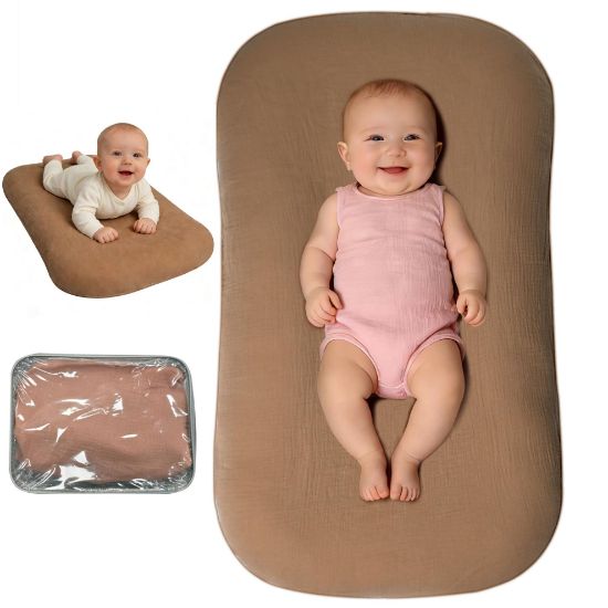 Picture of Sofoliana Baby Lounger, Newborn Lounger with Breathable & Soft Cover for Home and Travel, 0-24 Months Newborn Babies Essentials Gifts. Brown (1 Cover Included)