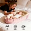 Picture of Baby Lounger, Baby Nest Cover for Baby, Reversible & Breathable Cotton, Adjustable Baby Floor Seat for Tummy Time, Portable Infant Lounger, Essentials for Newborns (Pink)