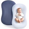Picture of Termichy Baby Lounger Covers Muslin: Soft and Breathable Slipcover for Snuggle Me Lounger - Machine Washable & Zipper-Free for Safe Daily Use - Navy & Blue for Boys
