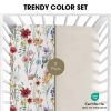 Picture of Little Grape Land Pack and Play Sheets Mini Crib Sheets Soft Breathable Pack N Play Sheets, Playard Fitted Sheet 2 Pack Stretchy Fits 38"x26" Playard Mattress, Spring Flower