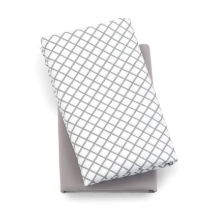 Picture of Chicco Lullaby Playard Sheets - Grey Diamond 2-Pack, Grey/White