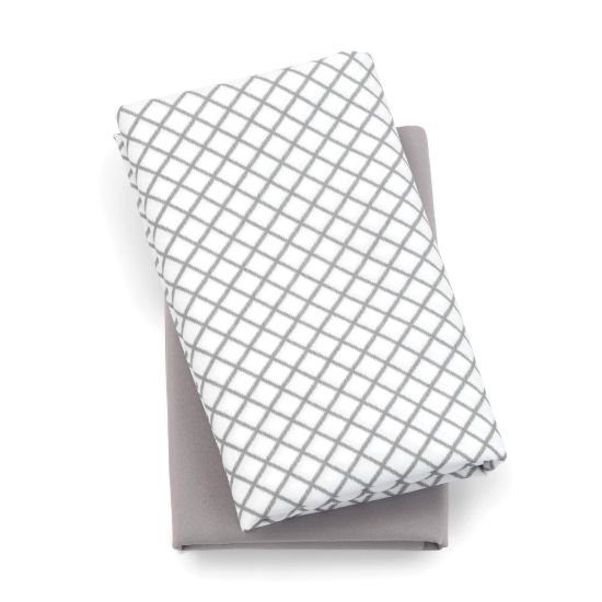 Picture of Chicco Lullaby Playard Sheets - Grey Diamond 2-Pack, Grey/White