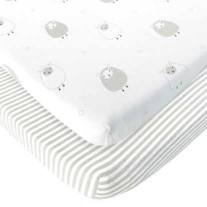 Picture of Joey + Joan Pack and Play Sheets Fitted - Compatible with 4moms Breeze Plus Playard & Breeze Go Playard - Fits Up to 30 x 43 Inch Mattress Without Bunching - Grey