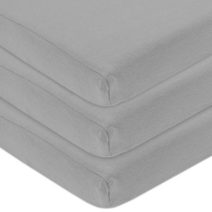 Picture of American Baby Company 3 Pack Natural Cotton Fitted Pack and Play Sheets 39" x 27" - Soft & Breathable Pack N Play Sheets for Playard & Mini Crib Mattress, Gray, for Boys & Girls