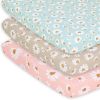 Picture of The Peanutshell 3-Pack Fitted Playard Sheets - Soft & Breathable Baby Girl Mini Crib Sheets, Pack N Play Mattress, Fits Standard Playard Pack Play Mattresses - Daisy Dreams