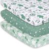 Picture of The Peanutshell 3-Pack Fitted Playard Sheets - Soft & Breathable Baby Boy or Girl Mini Crib Sheets, Pack N Play Mattress, Fits Standard Playard Pack Play Mattresses - Green Safari