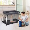 Picture of BABY JOY Baby Foldable Travel Crib, 2 in 1 Portable Playpen with Soft Washable Mattress, Side Zipper Design, Lightweight Installation-Free Home Playard with Carry Bag, for Infants & Toddlers (Grey)