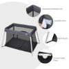 Picture of BABY JOY Baby Foldable Travel Crib, 2 in 1 Portable Playpen with Soft Washable Mattress, Side Zipper Design, Lightweight Installation-Free Home Playard with Carry Bag, for Infants & Toddlers (Grey)