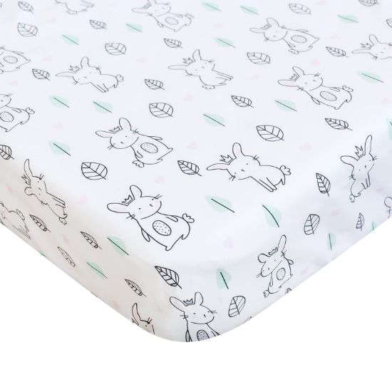 Picture of Pack and Play Sheets Fitted Mini Crib, Breathable Microfiber Stretchy Playard Sheets Fit for Graco Pack and Play, Lovely Bunny Mini Crib Fitted Sheets for Boys and Girls