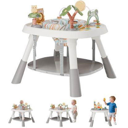Picture of Baby Activity Center, Baby Jumpers and Bouncers with 5 Toys, Lights & Music, Adjustable Heights, 3-Stage Activity Center & Play Table, 360 Rotary Interactive Play Center for Baby Ages 6m+ (White)