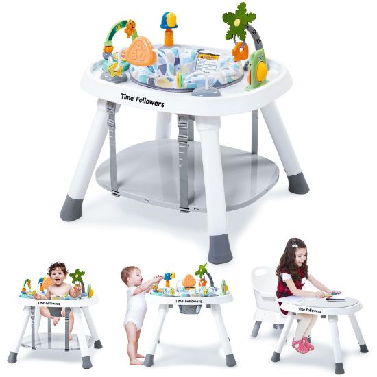Picture of Time Followers Baby Activity Center | 3-Stage 4Modes Activity Center & Play Table | Montessori-Inspired Design | Exersaucer, Jumper & Bouncer for Baby Ages 6M+ (White)