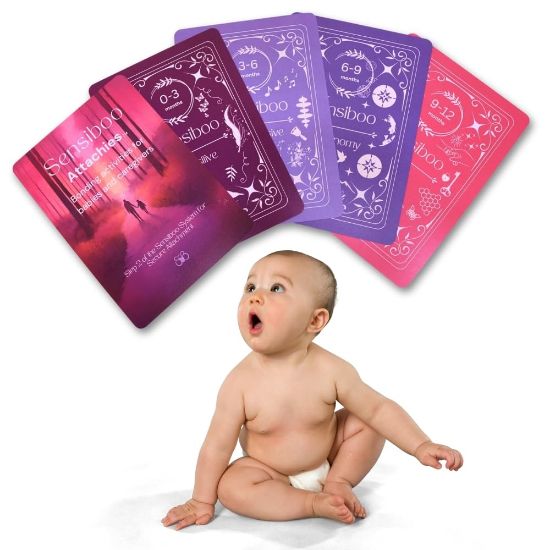 Picture of Attachies Activity Cards for Babies 0-12 Months - Social Emotional Development, Bonding & Sensory Stimulation, Safe & Durable, Portable for Interactive Play
