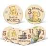 Picture of 7 Pcs Winnie Baby Monthly Milestone Markers, Winnie Double Sided Winnie Baby Months Wooden Signs with Storage Bag, Winnie Baby Monthly Announcement Wooden Discs, Winnie Milestone Pictures of Newborn