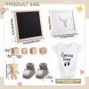 Picture of Canlierr 9 Pcs Pregnancy Announcement Set Pregnancy Reveal Ideas Felt Letter Board Baby Bodysuit Booties Photo Frame Bear Plush Wood Blocks for Coming Soon Baby Announcement(Black)